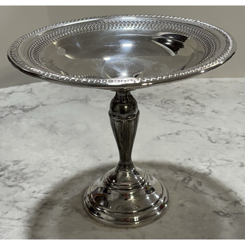 Vintage F.B. Rogers Silverplate Compote No. 1902 Reticulated Bowl Candy Dish